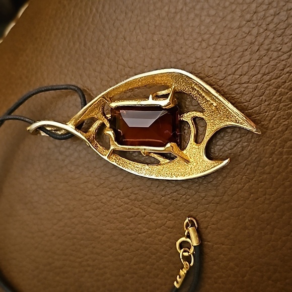 VTG SARAH COVENTRY 1963 Witchy Crystal Molten Topaz Pendant Rope Necklace - Picture 4 of 6